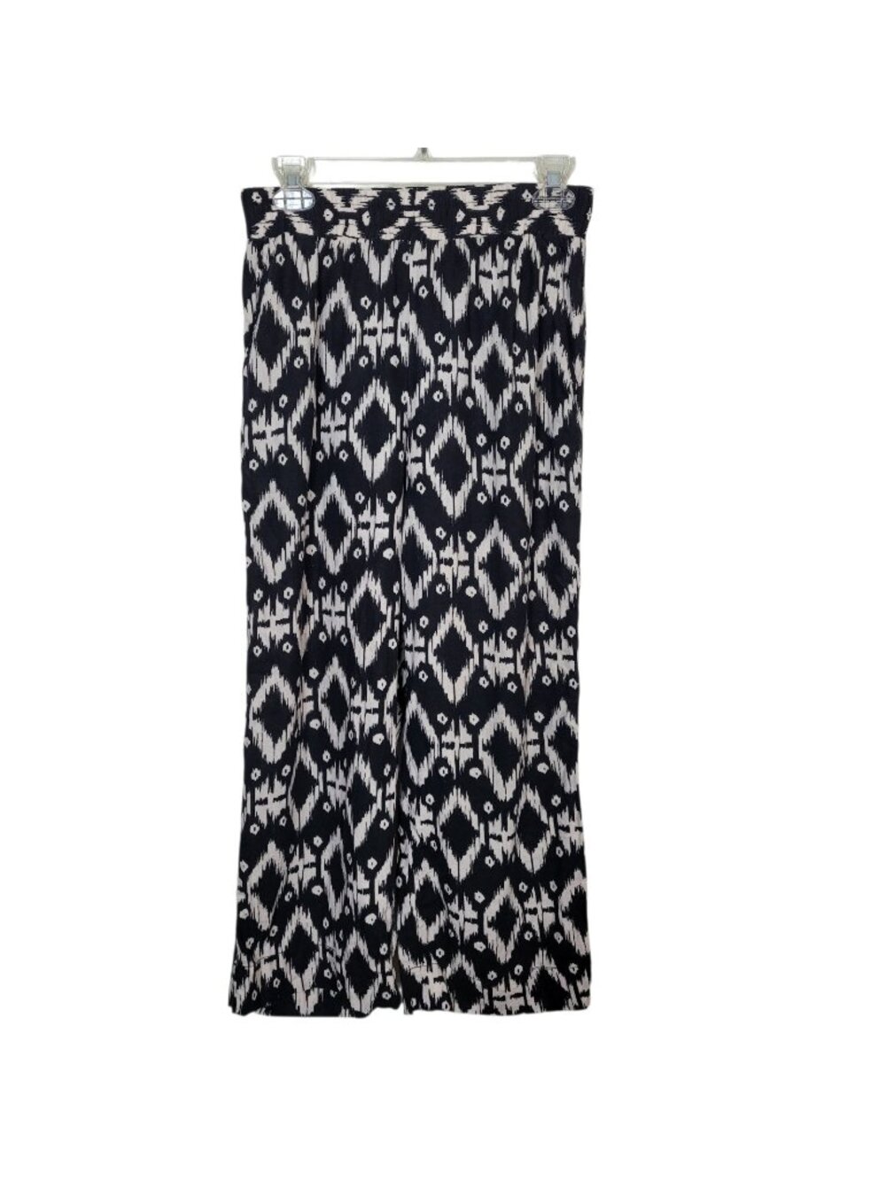 Christian Siriano Wide Leg Cropped Linen Blend Pants Ikat Geometric Pattern XS
